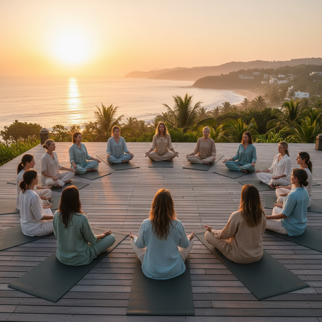 a group of people practicing breathwork together