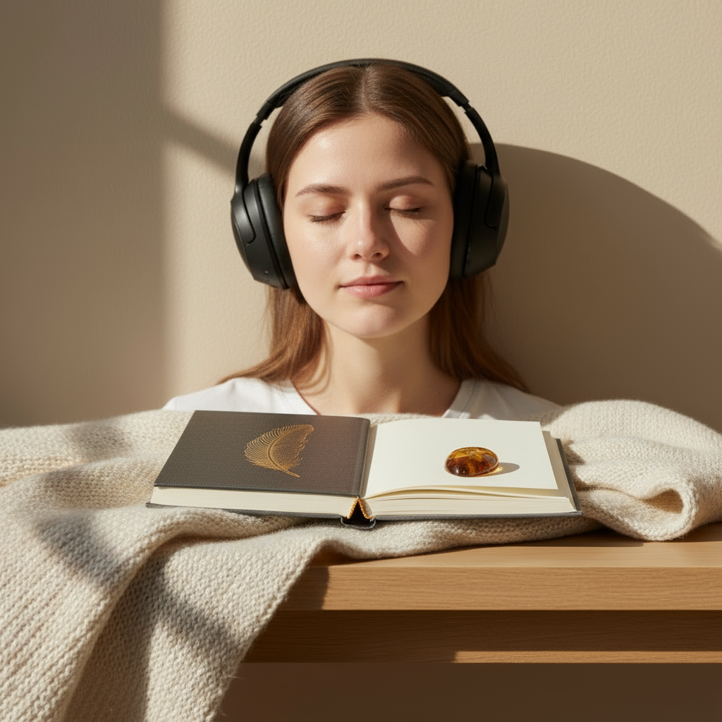 someone with headphones on